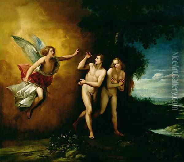 The Expulsion of Adam and Eve Oil Painting - Giuseppe Cesari