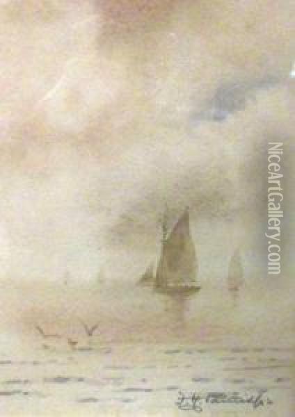 Shipping Becalmed Oil Painting - Frederick Henry Partridge