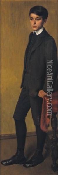 Portrait De Jeune Homme (le Fils Du Peintre) Oil Painting - Adolphe Louis Charles Crespin