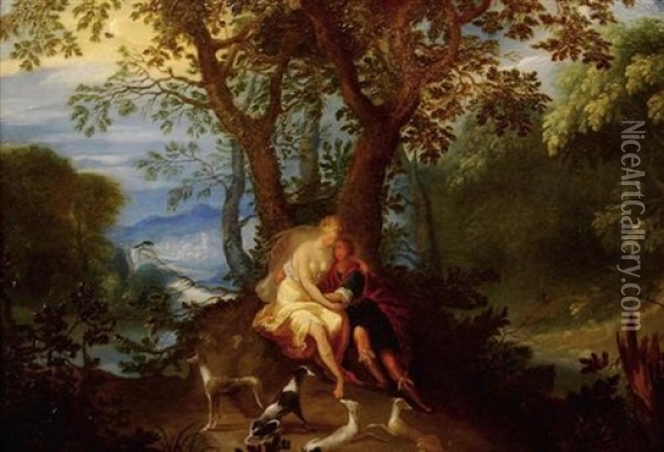 Landschaft Mit Venus Und Adonis Oil Painting - Abraham Govaerts