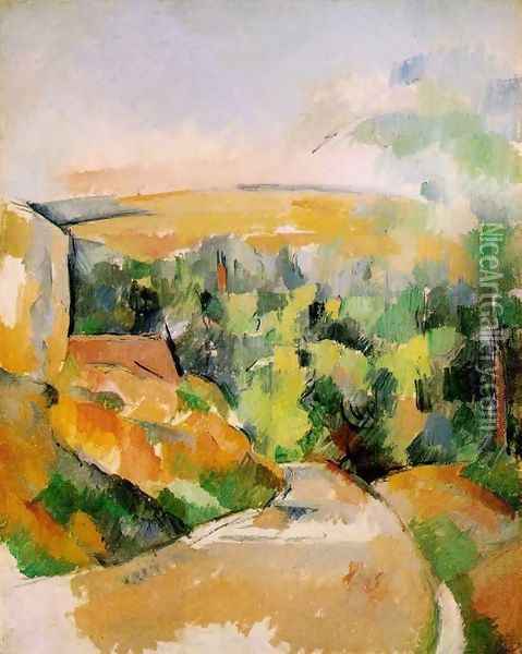 A Bend In The Road Oil Painting - Paul Cezanne