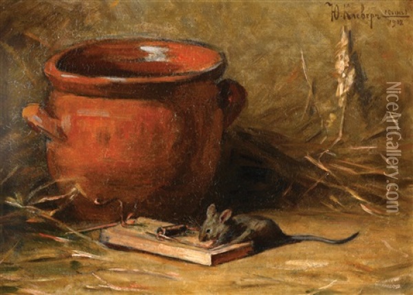 Still Life And A Mouse Oil Painting - Yuliy Yulevich Klever the Younger