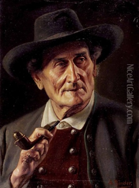 Bildnis Eines Pfeife Rauchenden Bauers Oil Painting - Alois Binder