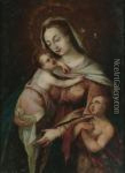 The Madonna And Child With The Young Saint John The Baptist Oil Painting - Hans Rottenhammer