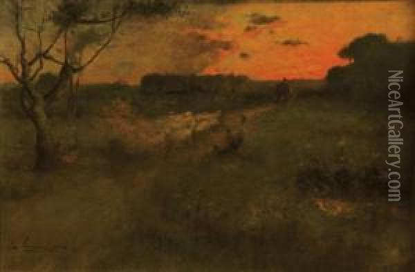 A Country Road At Sunset Oil Painting - Elliott Daingerfield