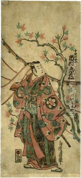 Ichimura Kamezo I As Goro Tokimune Oil Painting - Torii Kiyomasu II