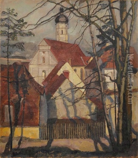 Dorfansicht Mit Kirche (verso: Studie Liegende Frau) Oil Painting - Paul Buerck
