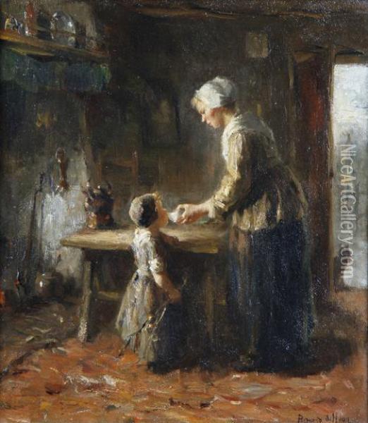 Mother And Child In An Interior Oil Painting - Bernard Johann De Hoog