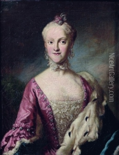 Portrait De Karoline-luise Von Baden(?) Oil Painting - George de Marees