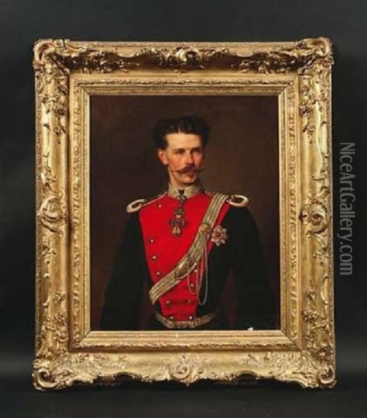 Portrat Herzog Ludwig Von Bayern, Oberst Commandant Des Kgl. Bayer.4ten Chevauleger Regiments Oil Painting - Joseph Bernhardt
