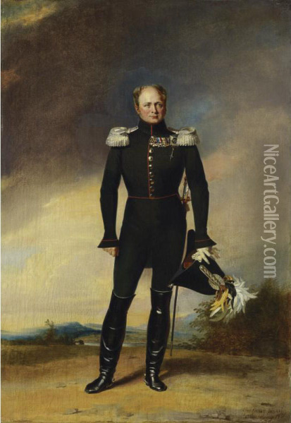 Portrait Of Tsar Alexander I In The Uniform Of The Preobrazhensky Guards Oil Painting - George Dawe