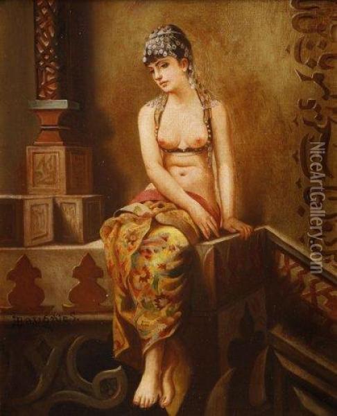 Odalisque. Oil Painting - Eugene Baugnies