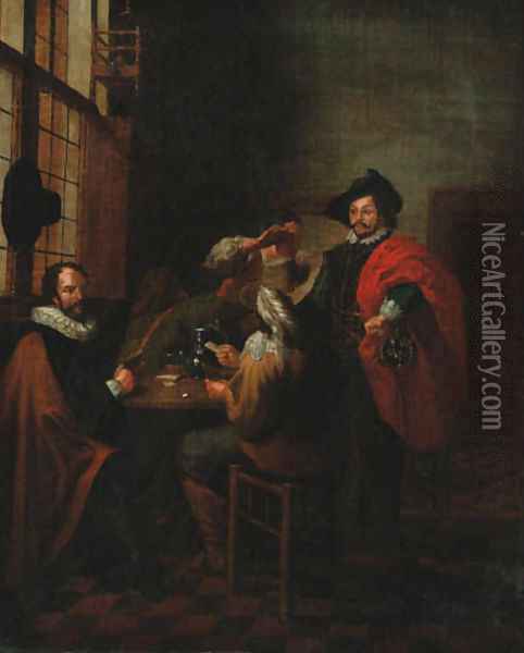 A dispute at cards Oil Painting - Jan Jozef, the Younger Horemans