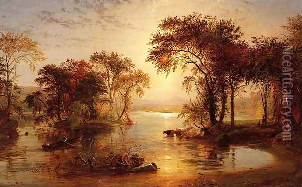 Autumn on thw Susquehanna Oil Painting - Jasper Francis Cropsey