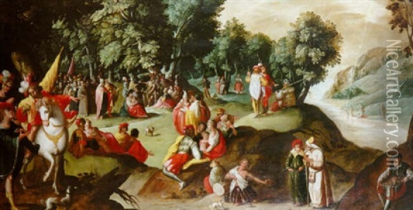 Le Preche De Saint Jean Baptiste Oil Painting - Karel van Mander the Elder