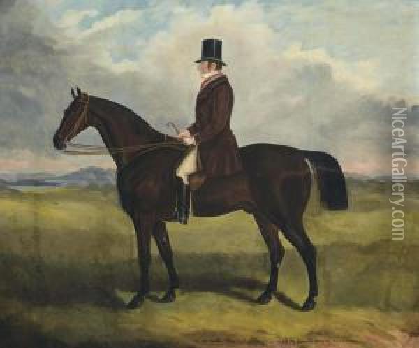 The Earl Of Lonsdale On His Old Favourite, Tempest, Newmarket Oil Painting - Samuel Spode