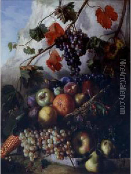 Still Life With Fruits Oil Painting - Giorgio Rovea