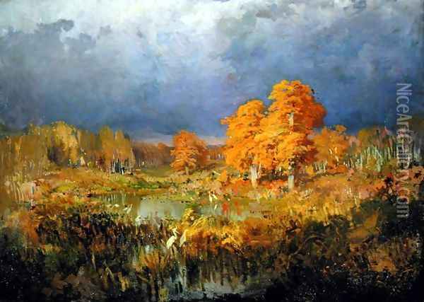 Forest Swamp in Autumn, c.1872 Oil Painting - Fedor Aleksandrovich Vasiliev
