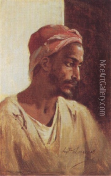Portrait D'algerien Oil Painting - Jean Raymond Hippolyte Lazerges