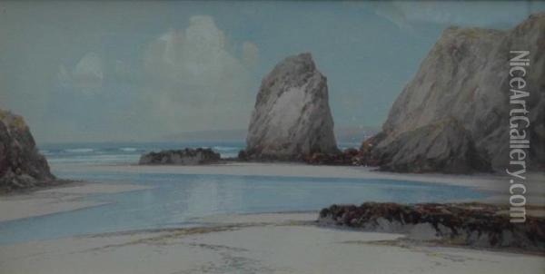 North Cornwall Watercolour Andgouache Oil Painting - Frederick John Widgery