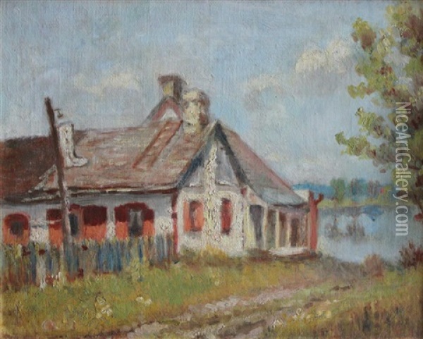 Maison Du Bottier At Oka Oil Painting - Georges Marie-Joseph Delfosse