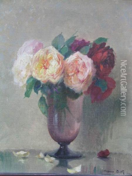 Vase De Roses Oil Painting - Jacques Bille