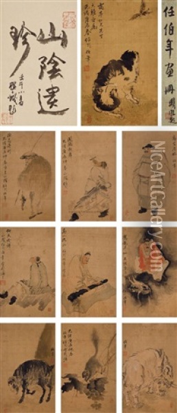 Figures (album W/10 Works)(+ Calligraphy) Oil Painting -  Ren Bonian