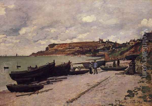 Sainte Adresse Fishing Boats On The Shore Oil Painting - Claude Oscar Monet