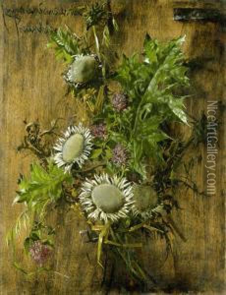 Blumenstilleben Mit Silberdisteln Oil Painting - Hermine Von Preuschen