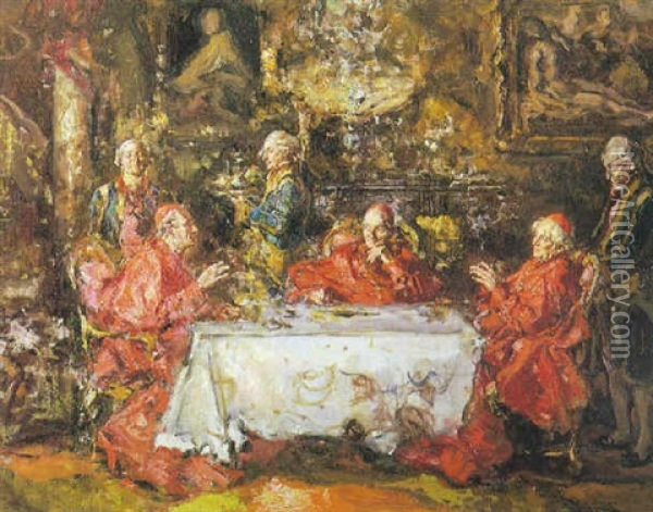 Convivio Di Cardinali Oil Painting - Juan Pablo Salinas