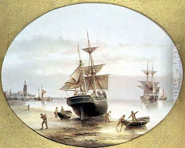 Harbour Scene Oil Painting - Henry Redmore