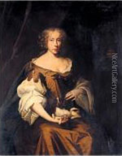 Portrait Of Ann Lee, Daughter Of John Warner Lee, Archdeacon Of Rochester Oil Painting - John Riley