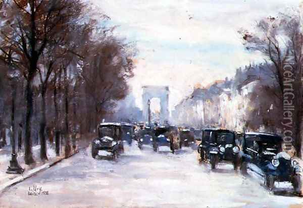 Towards the Arc de Triomphe, Paris, 1928 Oil Painting - Lesser Ury