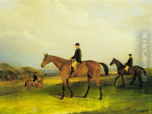A Jockey On A Chestnut Hunter Oil Painting - John E. Ferneley