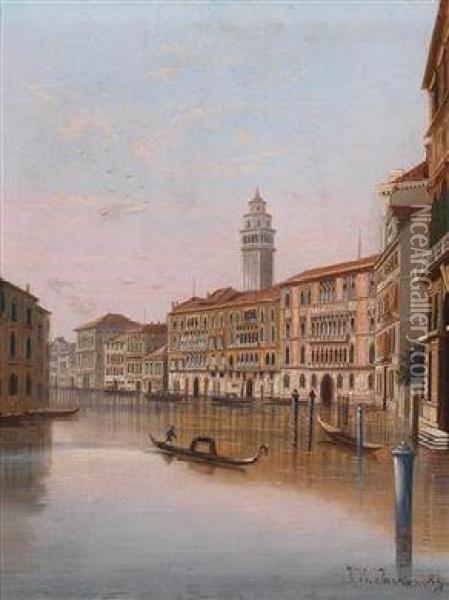 Auf Dem Canale Grande In Venedig Oil Painting - J. Wilhelm Jankowsky