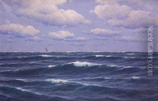 Segelboote Am Horizont Oil Painting - Carl Kenzler