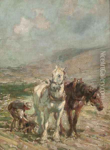 On the Sussex Downs Oil Painting - Nathaniel Hughes John Baird