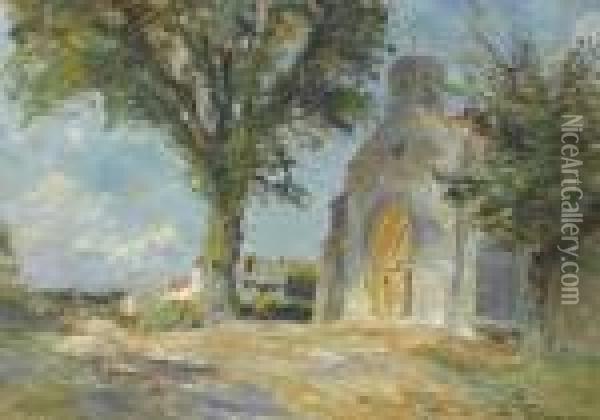 Sommerlandschaft Mit Kirche In Frankreich Oil Painting - Edmond Marie Petitjean