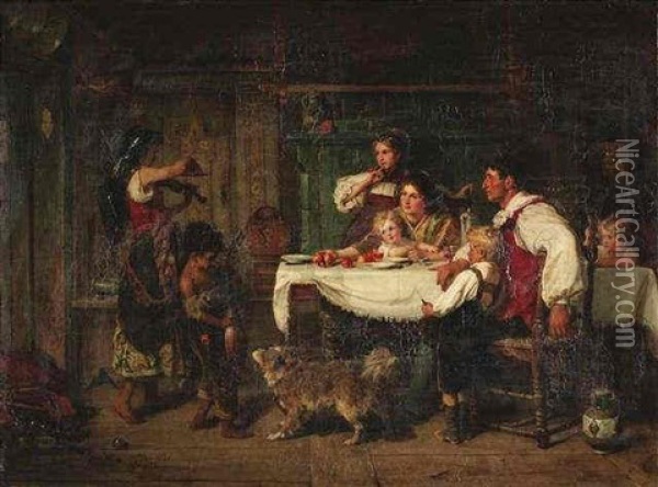 Zigeunerspiel In Der Bauernstube Oil Painting - Friedrich Adolf Hornemann