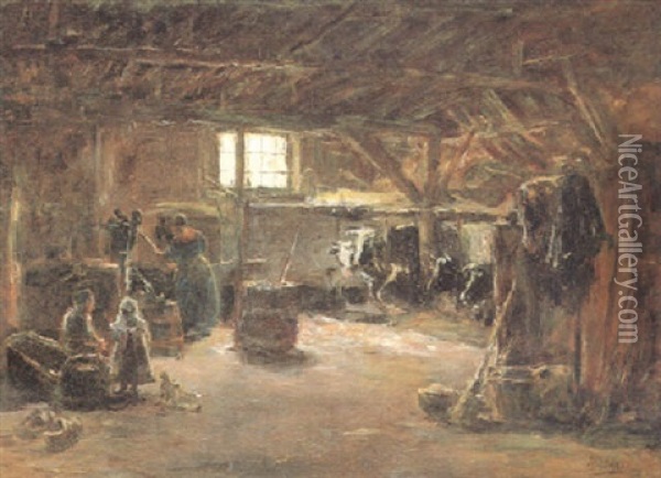 Im Stall Oil Painting - Armand Gustave Gerard Jamar