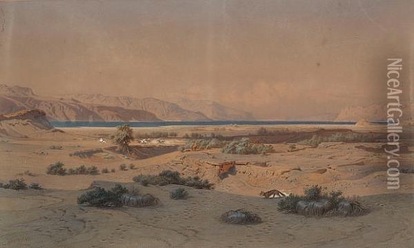 The Dead Sea Oil Painting - Carl Friedrich H. Werner