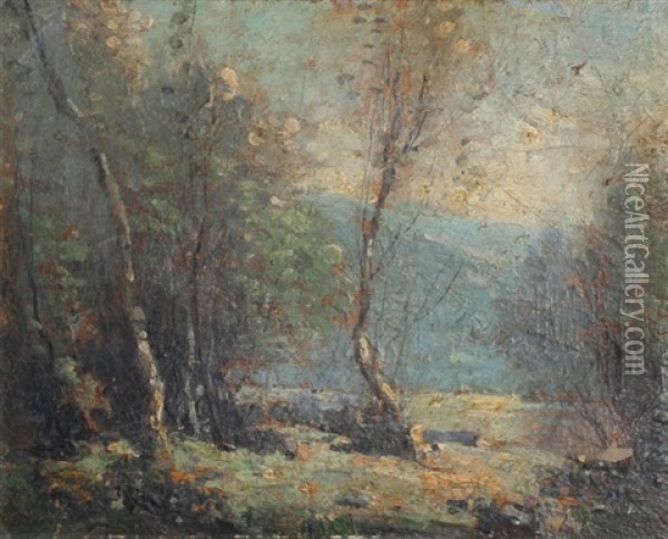 Forest Clearing By The River Oil Painting - George Matthew Bruestle