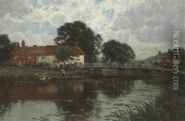 Woolhampton Bridge Oil Painting - Edward Wilkins Waite