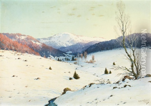 Winter Landscape In Freiburg Oil Painting - Karl Hauptmann