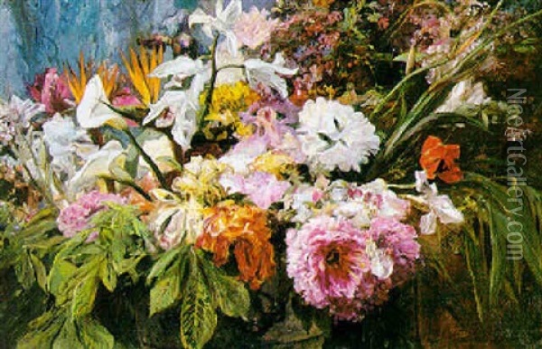 Arrangement De Fleurs Oil Painting - Henri Arthur Bonnefoy