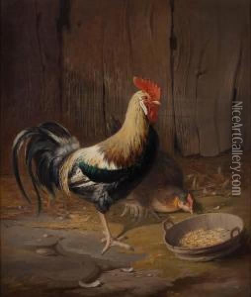 I Honsgarden Oil Painting - Theodor Henrick Lundh