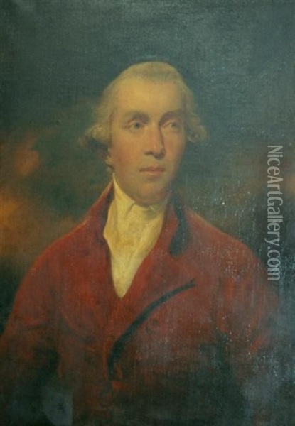 Portrait Of A Gentleman In A Red Jacket, Said To Be Baron Forbes Of Forbes Oil Painting - James (Thomas J.) Northcote