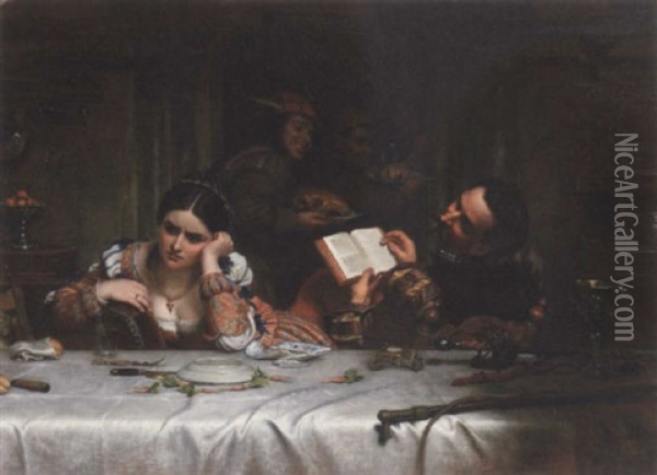 Taming The Shrew: The Meat Was Well, If You Were So Contented Oil Painting - Charles West Cope