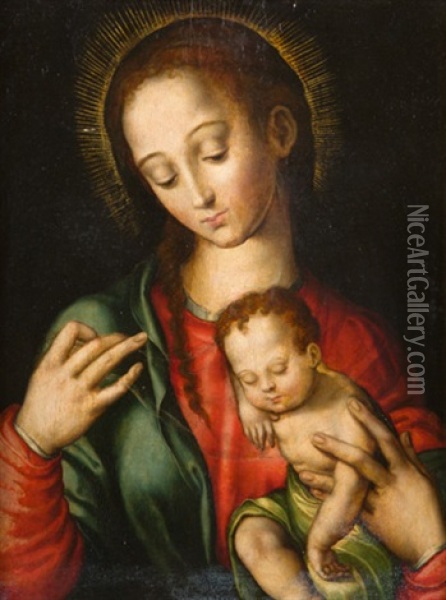 Virgen Con El Nino Dormido Oil Painting - Luis de Morales