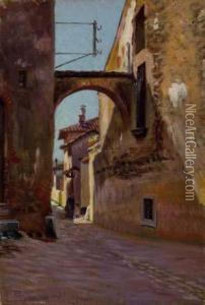 Vicolo A Padenghe Sul Garda Oil Painting - Piero Focardi Del Garda
